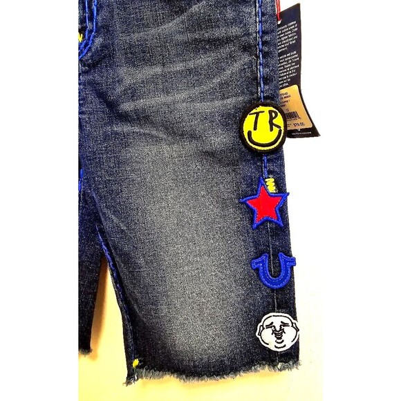 True Religion Denim Shorts Kid Boys Size 12 Geno Cut Off Embroidered Ber… - Picture 4 of 13
